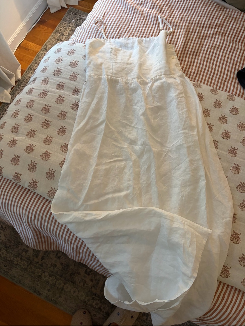 Brandy Melville White Linen Midi Slip Dress
